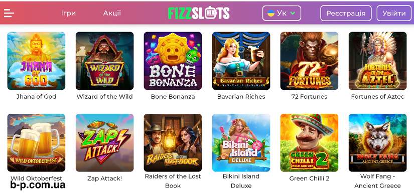 Ігрові автомати казино онлайн FizzSlots