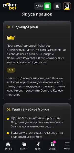 Програма лояльності у казино Pokerbet